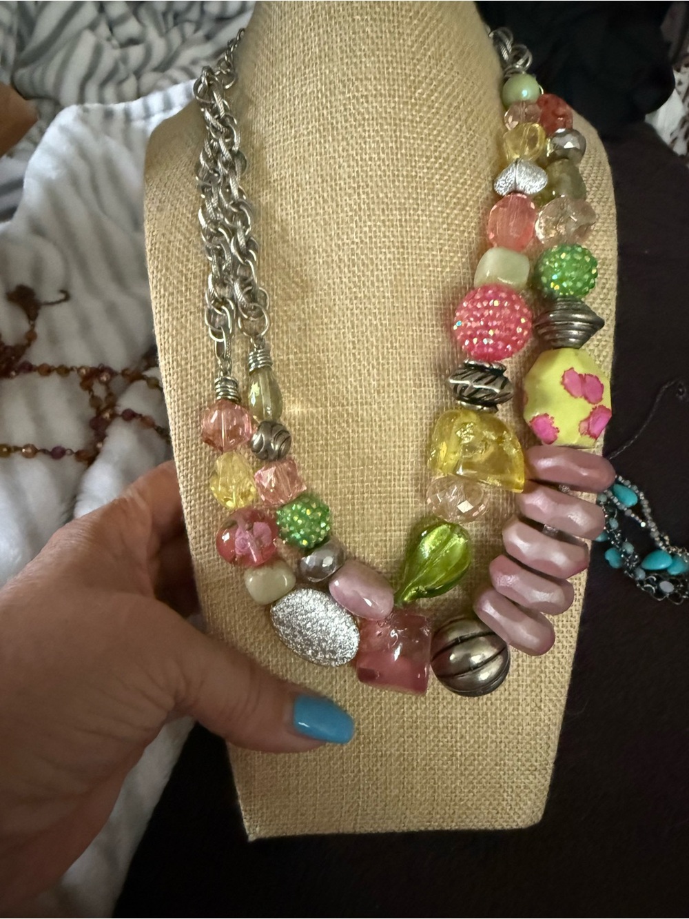 Multi-Color Beaded Statement Necklace - Women Jewelry